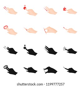 Isolated object of touchscreen and hand sign. Collection of touchscreen and touch stock symbol for web.