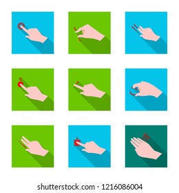 Isolated object of touchscreen and hand sign. Collection of touchscreen and touch vector icon for stock.