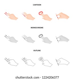 Isolated object of touchscreen and hand sign. Set of touchscreen and touch stock symbol for web.