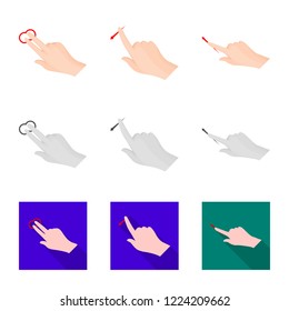 Isolated object of touchscreen and hand sign. Collection of touchscreen and touch stock symbol for web.