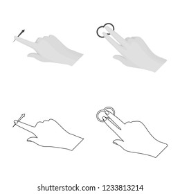 Isolated object of touchscreen and hand sign. Set of touchscreen and touch stock symbol for web.