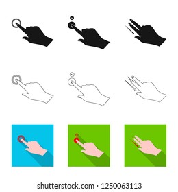 Isolated object of touchscreen and hand sign. Set of touchscreen and touch vector illustration.