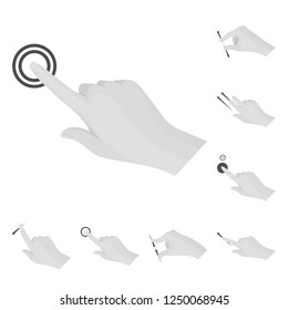 Isolated object of touchscreen and hand sign. Set of touchscreen and touch vector icon.