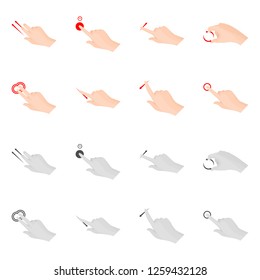 Isolated object of touchscreen and hand sign. Collection of touchscreen and touch stock symbol for web.