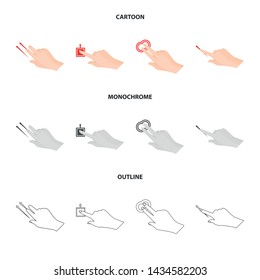 Isolated object of touchscreen and hand sign. Collection of touchscreen and touch stock vector illustration.