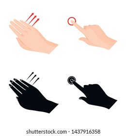 Isolated object of touchscreen and hand sign. Collection of touchscreen and touch stock vector illustration.