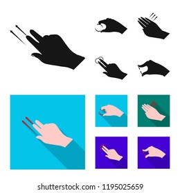 Isolated object of touchscreen and hand symbol. Set of touchscreen and touch stock symbol for web.