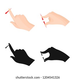 Isolated object of touchscreen and hand symbol. Set of touchscreen and touch stock vector illustration.