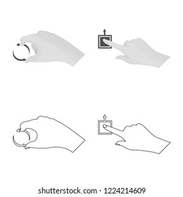Isolated object of touchscreen and hand symbol. Set of touchscreen and touch stock vector illustration.