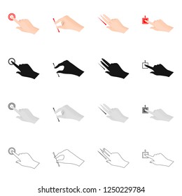 Isolated object of touchscreen and hand symbol. Collection of touchscreen and touch symbol for web.