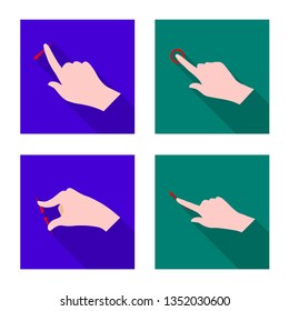 Isolated object of touchscreen and hand symbol. Set of touchscreen and touch stock symbol for web.