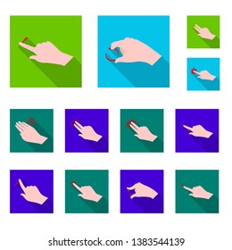 Isolated object of touchscreen and hand symbol. Collection of touchscreen and touch stock symbol for web.