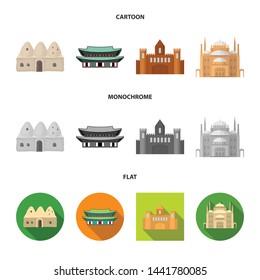 Isolated object of town and chinatown logo. Set of town and asian vector icon for stock.