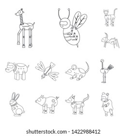 Isolated object of toy and automation icon. Set of toy and science vector icon for stock.