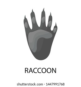 Isolated object of track and raccoon symbol. Set of track and wild stock symbol for web.