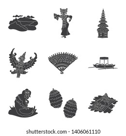 Isolated object of  and traditional logo. Set of  and bali vector icon for stock.