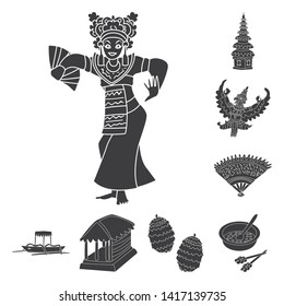 Isolated object of  and traditional logo. Set of  and bali stock vector illustration.