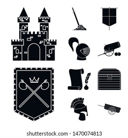 Isolated object of traditional and renaissance logo. Collection of traditional and history stock vector illustration.