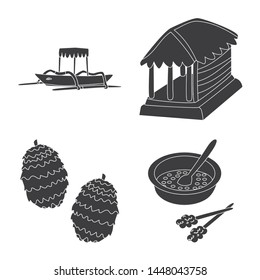 Isolated object of and traditional symbol. Collection of and bali stock vector illustration.