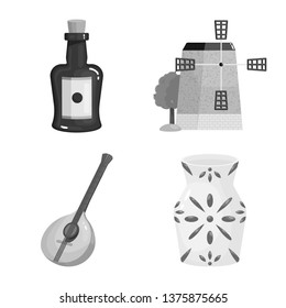 Isolated object of  and traditional symbol. Set of  and historic stock vector illustration.