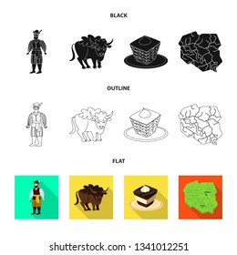Isolated object of traditional and tour icon. Collection of traditional and landmarks vector icon for stock.
