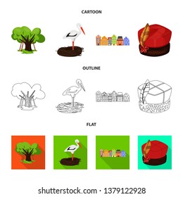 Isolated object of traditional and tour icon. Collection of traditional and landmarks vector icon for stock.