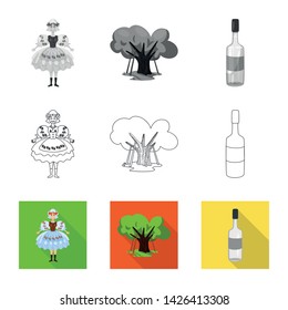 Isolated object of traditional and tour icon. Collection of traditional and landmarks vector icon for stock.