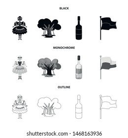 Isolated object of traditional and tour icon. Collection of traditional and landmarks stock vector illustration.
