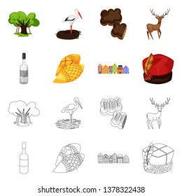 Isolated object of traditional and tour logo. Set of traditional and landmarks stock vector illustration.