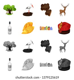 Isolated object of traditional and tour logo. Collection of traditional and landmarks stock symbol for web.