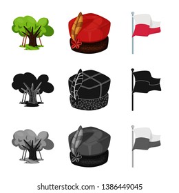 Isolated object of traditional and tour logo. Collection of traditional and landmarks stock vector illustration.