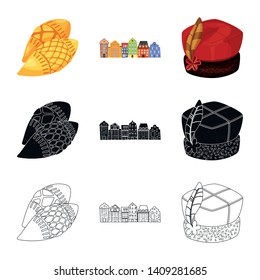 Isolated object of traditional and tour logo. Collection of traditional and landmarks stock symbol for web.