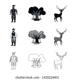 Isolated object of traditional and tour logo. Set of traditional and landmarks vector icon for stock.