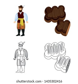 Isolated object of traditional and tour logo. Set of traditional and landmarks vector icon for stock.