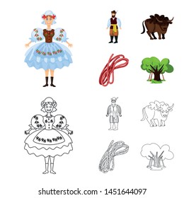 Isolated object of traditional and tour logo. Collection of traditional and landmarks stock vector illustration.