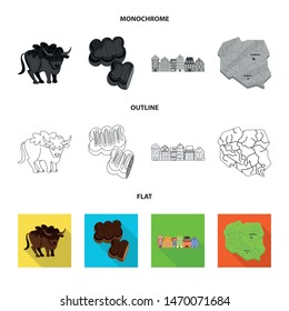 Isolated object of traditional and tour logo. Collection of traditional and landmarks stock symbol for web.