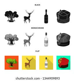 Isolated object of traditional and tour sign. Set of traditional and landmarks stock vector illustration.