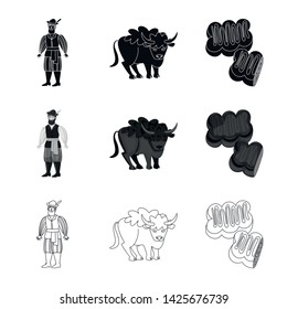 Isolated object of traditional and tour sign. Collection of traditional and landmarks vector icon for stock.