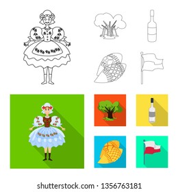 Isolated object of traditional and tour symbol. Set of traditional and landmarks stock vector illustration.