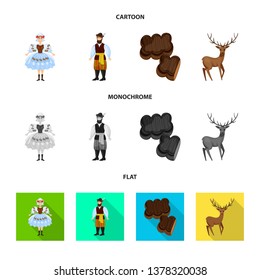 Isolated object of traditional and tour symbol. Collection of traditional and landmarks stock symbol for web.