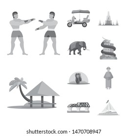 Isolated object of traditional and tourism logo. Collection of traditional and exotic stock vector illustration.