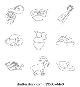 Isolated object of traditions and national symbol. Collection of traditions and sightseeing stock vector illustration.