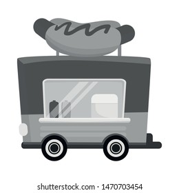 Isolated object of trailer and hotdog logo. Set of trailer and food stock vector illustration.
