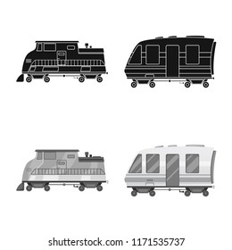 Isolated object of train and station icon. Collection of train and ticket stock symbol for web.