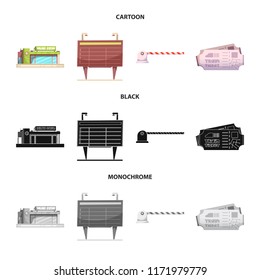 Isolated object of train and station icon. Set of train and ticket stock vector illustration.