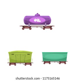 Isolated object of train and station icon. Set of train and ticket stock vector illustration.