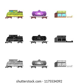 Isolated object of train and station icon. Collection of train and ticket stock symbol for web.
