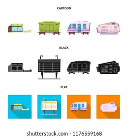 Isolated object of train and station icon. Collection of train and ticket stock vector illustration.