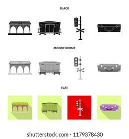 Isolated object of train and station icon. Set of train and ticket stock vector illustration.