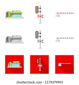 Isolated object of train and station icon. Collection of train and ticket stock symbol for web.